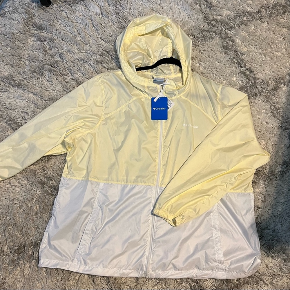 Windbreaker Jacket | Columbia | Yellow and White | Size 3X - Picture 2 of 4